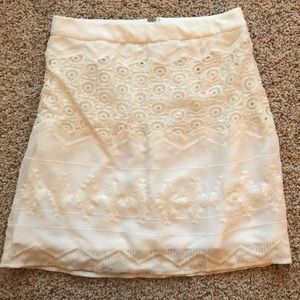 White Lace Skirt with Gold Zipper